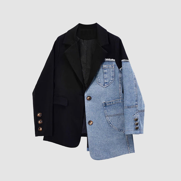 SOWHATON™ DENIM IRREGULAR STITCH BLAZER