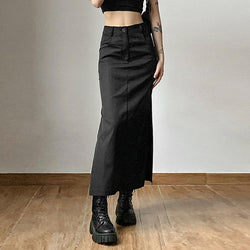 SOWHATON™ DARK ACADEMIA YANDAN YIRTMAÇLI MAXI SKIRT