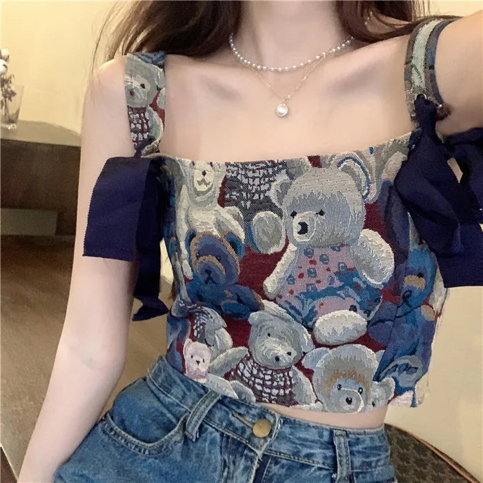 SOWHATON™ TEDDY TAPESTRY CROP TOP