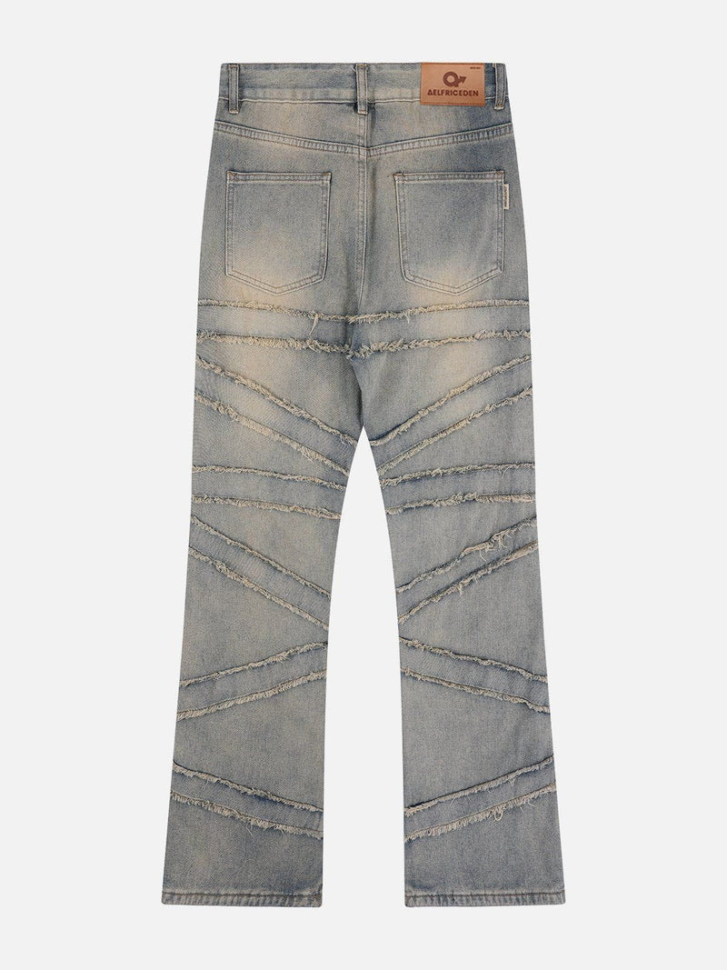 SOWHATON™ "STREET STAR" FRINGE LINES JEANS