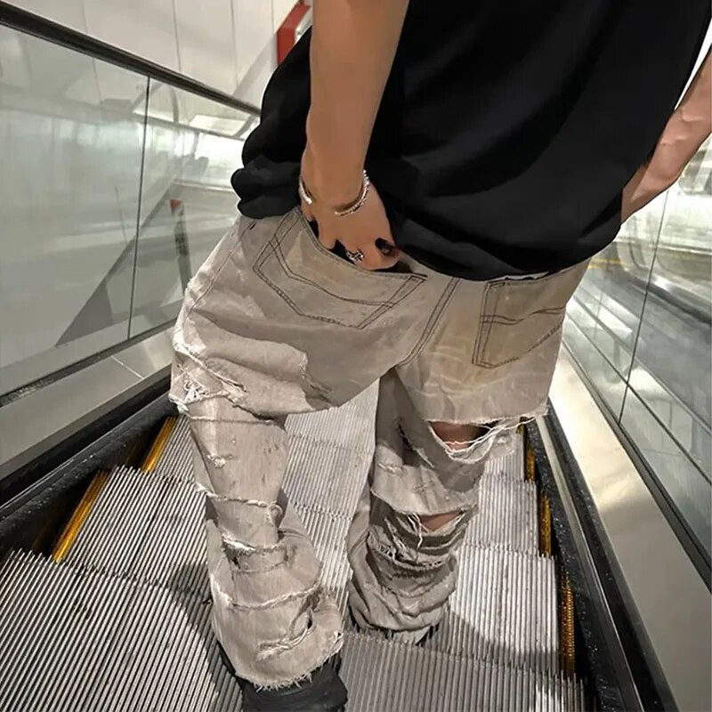 SOWHATON™ RIPPED WASHED BAGGY JEANS