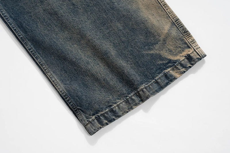 SOWHATON™ "STREET STAR" VZ9 HARD WASHED BAGGY JEANS