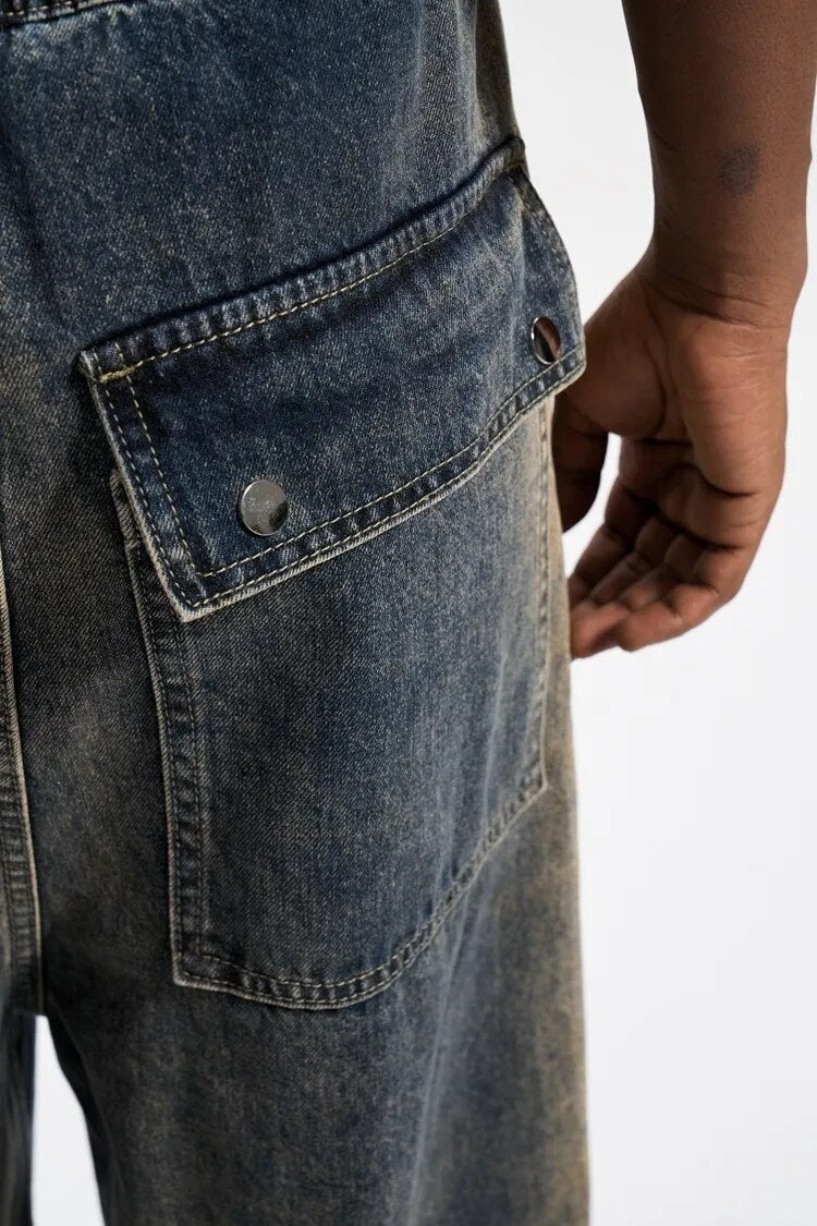 SOWHATON™ "STREET STAR" VZ9 HARD WASHED BAGGY JEANS