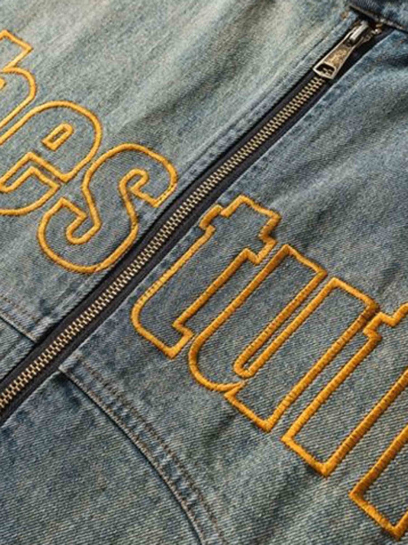 SOWHATON™ BADGE EMBROIDERED DENIM CEKET