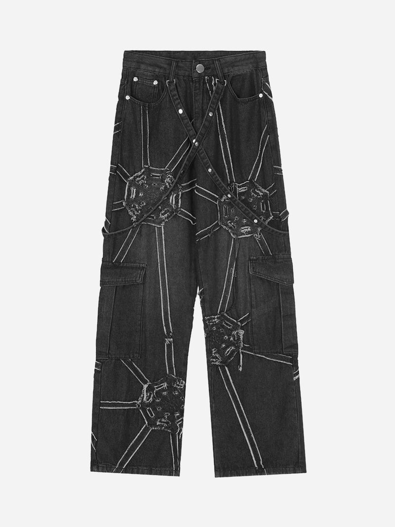 SOWHATON™ STREET SPIDER WEB JEANS