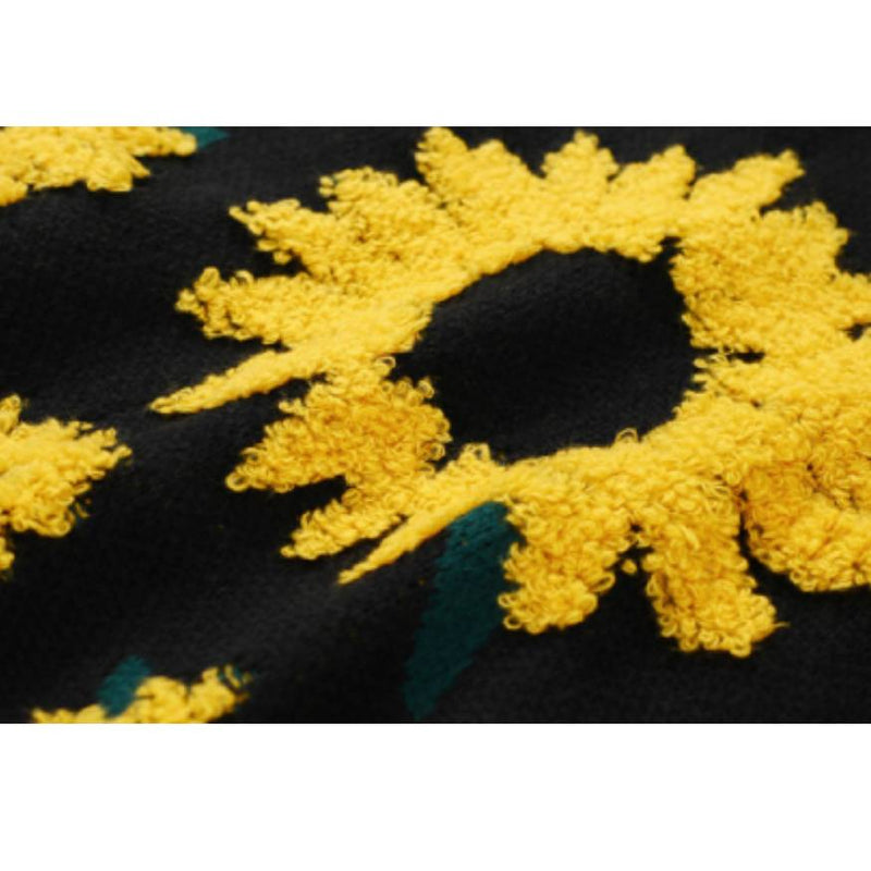 SOWHATON™ SUNFLOWER PATTERN EMBROIDERY KNIT KAZAK