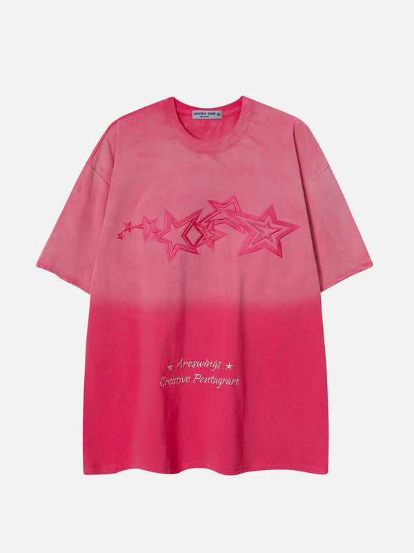 SOWHATON™ GRADIENT STAR EMBROIDERY T-SHIRT