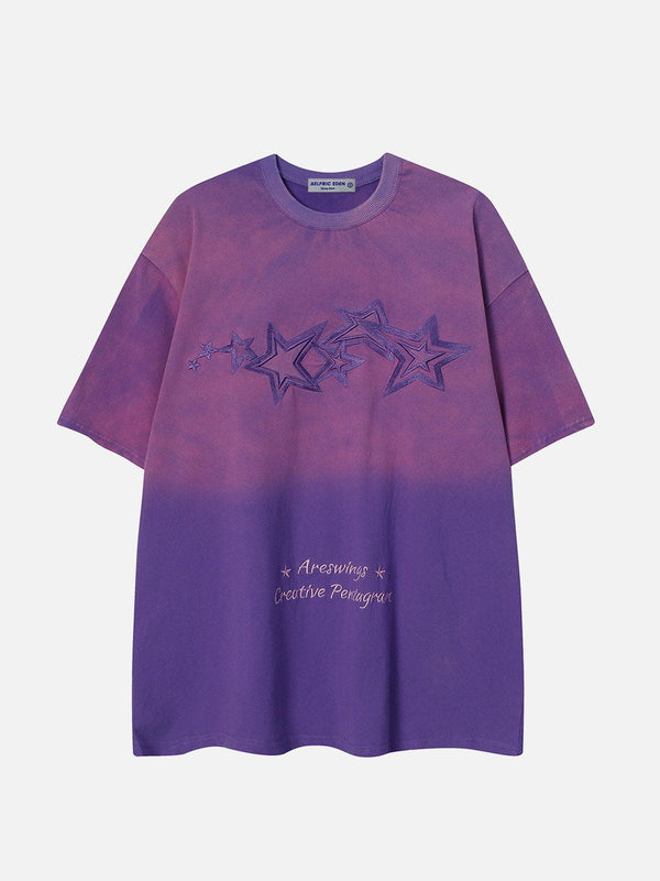 SOWHATON™ GRADIENT STAR EMBROIDERY T-SHIRT