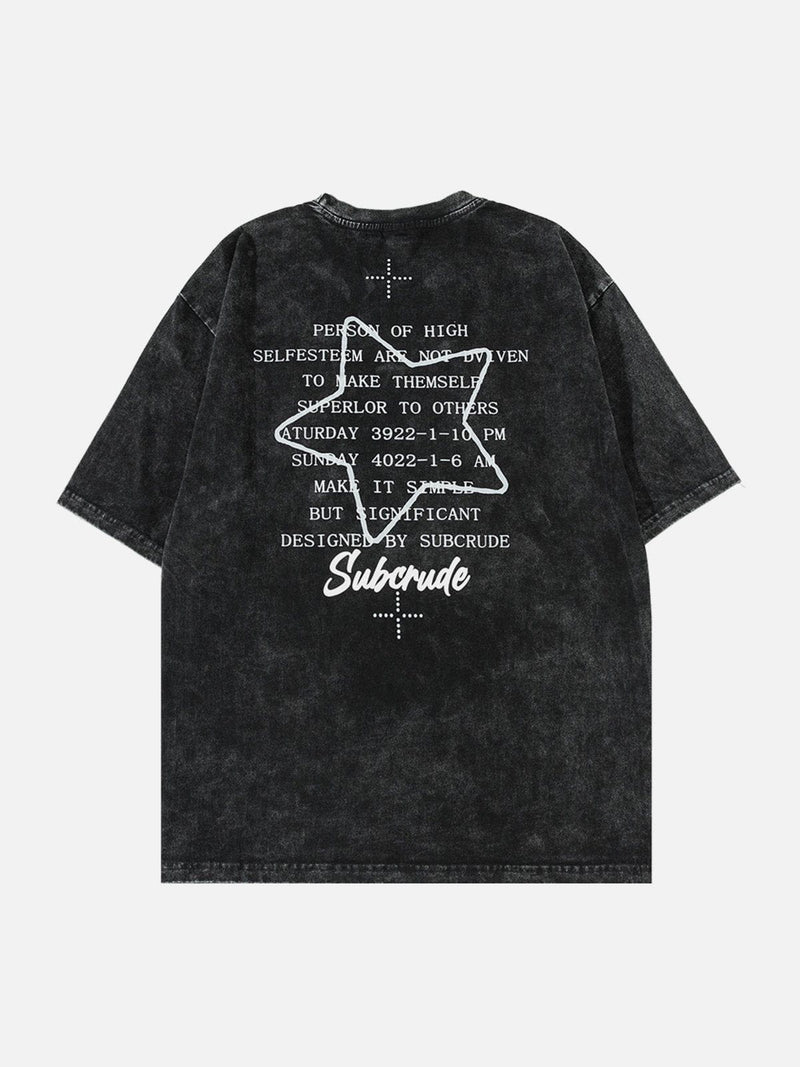 SOWHATON™ STAR PRINT WASHED T-SHIRT