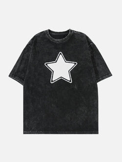 SOWHATON™ STAR PRINT WASHED T-SHIRT